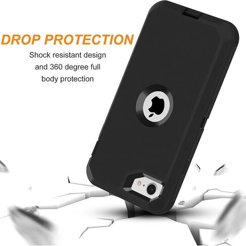 iPhone SE 2020 Case,iPhone SE 2022 Case,3 in 1 Built-in Screen Full Body Protector Phone Case,Shockproof TPU Hard PC Bumper Drop-Proof Shell for iPhone SE 2nd 3nd 4.7" inch (Black/Pink) in Saudi Arabia