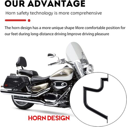 1.5" Fat Crash Bar Engine Guard Highway Bar for Suzuki VL1500 Boulevard C90 2005-2009,VL1500 Intruder LC 1998-2004 (Black) in Saudi Arabia