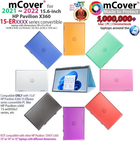 mCover Hard Shell Case ONLY Compatible for 2021~2022 15.6" HP Pavilion x360 15-ERxxxx Series (NOT Compatible with Other HP Pavilion Series) Convertible laptops - Black in Saudi Arabia