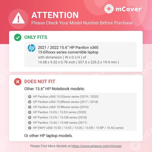 mCover Hard Shell Case ONLY Compatible for 2021~2022 15.6" HP Pavilion x360 15-ERxxxx Series (NOT Compatible with Other HP Pavilion Series) Convertible laptops - Black in Saudi Arabia