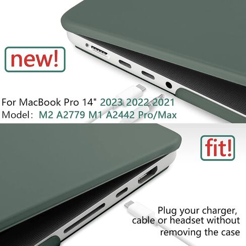 حافظة MEEgoodo لجهاز M3 MacBook Pro مقاس 14 بوصة 2023 2021 A2918 A2992 A2779 A2442 M2 M1 Pro/Max مع معرف اللمس، حافظة صلبة للكمبيوتر المحمول مع غطاء لوحة مفاتيح وواقي شاشة وأغطية كاميرا الويب، رمادي صخري in Saudi Arabia