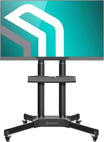 ONKRON Mobile TV Stand on Wheels for 32" - 65" TV up to 110 lbs - Height Adjustable TV Stand with Wheels - max VESA 600x400 - Compact TV Stand Movable/Mobile TV Cart Rolling TV Stand on Wheels Black in Saudi Arabia