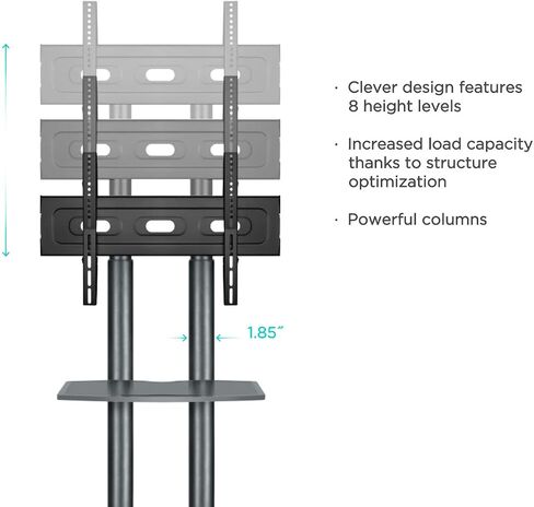 ONKRON Mobile TV Stand on Wheels for 32" - 65" TV up to 110 lbs - Height Adjustable TV Stand with Wheels - max VESA 600x400 - Compact TV Stand Movable/Mobile TV Cart Rolling TV Stand on Wheels Black in Saudi Arabia