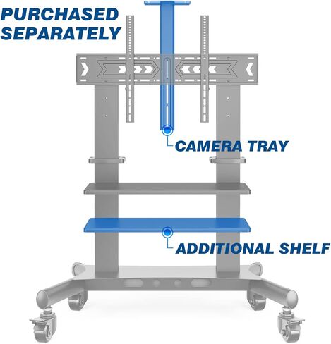 عربة تلفزيون متنقلة من Rfiver بعجلات لأجهزة تلفزيون 60-120 بوصة يصل وزنها إلى 300 رطل، وألواح منحنية مسطحة LCD LED OLED بلازما، وحامل تلفزيون متحرك عالي التحمل، ورف كبير جدًا، و3 مستويات ارتفاع، بحد أقصى 1000 × 600، أسود in Kuwait