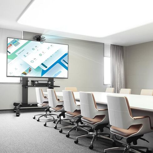 عربة تلفزيون متنقلة من Rfiver بعجلات لأجهزة تلفزيون 60-120 بوصة يصل وزنها إلى 300 رطل، وألواح منحنية مسطحة LCD LED OLED بلازما، وحامل تلفزيون متحرك عالي التحمل، ورف كبير جدًا، و3 مستويات ارتفاع، بحد أقصى 1000 × 600، أسود in Kuwait