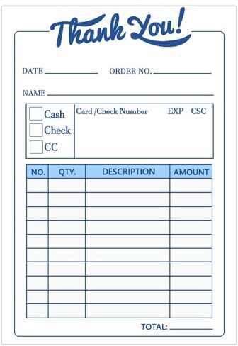 Thank You Receipt Book,3.4x5.5 Inch Order Forms Pad,Invoice Book for Small Business, 2 Part Carbonless, Invoice Pad,50 Sets in Saudi Arabia