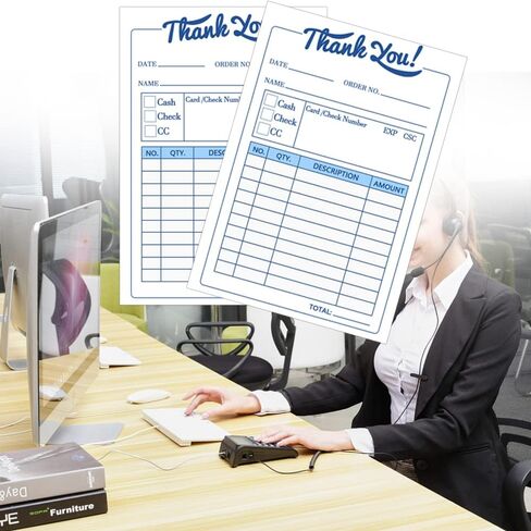 Thank You Receipt Book,3.4x5.5 Inch Order Forms Pad,Invoice Book for Small Business, 2 Part Carbonless, Invoice Pad,50 Sets in Saudi Arabia