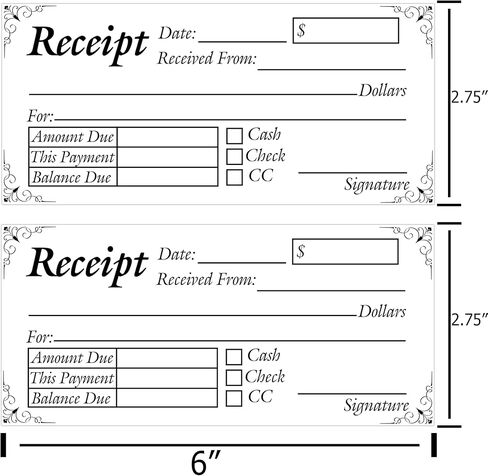 50 مجموعة من نماذج طلب كتاب الاستلام، لوحة مكونة من جزأين بدون كربون، نموذج إيصال مبيعات مقاس 2.75 × 6 بوصة، دفتر فاتورة للوحة الفاتورة للشركات الصغيرة in Kuwait