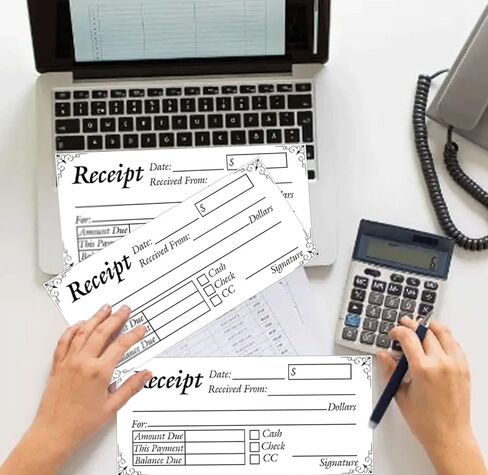 50 مجموعة من نماذج طلب كتاب الاستلام، لوحة مكونة من جزأين بدون كربون، نموذج إيصال مبيعات مقاس 2.75 × 6 بوصة، دفتر فاتورة للوحة الفاتورة للشركات الصغيرة in Kuwait