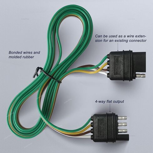 تمديد سلك المقطورة 4 اتجاهات موصل نهاية المقطورة المسطحة مع قابس ذكر وأنثى 18 AWG 59 بوصة ضوء وصلة 4 دبوس موسع أسلاك المقطورة in Kuwait