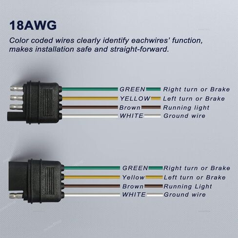 تمديد سلك المقطورة 4 اتجاهات موصل نهاية المقطورة المسطحة مع قابس ذكر وأنثى 18 AWG 59 بوصة ضوء وصلة 4 دبوس موسع أسلاك المقطورة in Kuwait
