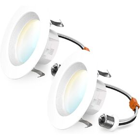 Sunco 5CCT Retrofit LED Recessed Lighting 6 Inch, 2700K/3000K/3500K/4000K/5000K Selectable, Dimmable Can Lights, Smooth Trim, 13W=75W, 965LM, Damp Rated, UL-Certified 2 Pack