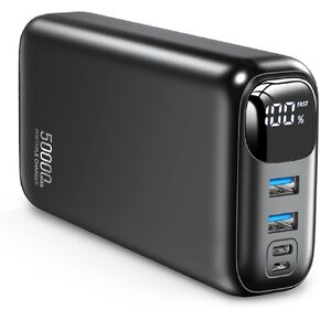 Portable Charger 50000mAh Power Bank - 22.5W Fast Charging External Battery Pack, LED Display USB-C Portable Cell Phone Charger for iPhone 16/15/14 Pro, Android, Samsung, Etc(Black Stone)