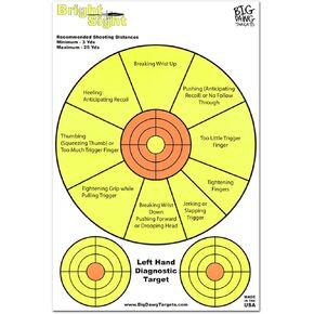 12" x 18" - Fluorescent Pistol Diagnostic Shooting Target - Bright Sight + Free Splatter Target