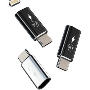 65W Lightning Female to USB C Male Adapter Type C Fast Charger (3 Pack)Converter Cable Charging Cord Connector for Apple iPhone15 Pro Max Plus for iPad Air Mini compatible for Samsung Galaxy S23 Ultra