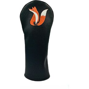 Fox PU Leather Golf Club Covers Driver Headcovers Fairway Woods Hybrid Protector with Interchangeable Number Tag