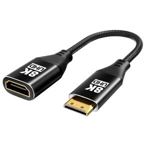 8K Mini HDMI to HDMI Adapter 2Pack, Ultra High Speed 48Gbps Bidirectional Transmission, HDMI Female to Mini HDMI with 8K@60Hz, 4K@120Hz Apply to Projector, Tablet, Graphics Card, Camcorder And More