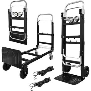 3-in-1 Aluminum Folding Trolley, 600 lbs Heavy Duty one-Piece Retractable Frame cart with Universal Wheels, Portable cart for Moving Around The House, Warehouse, Supermarket, Office