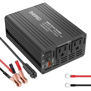 600W Car Power Inverter: 12V to 110V DC to AC Converter with USB-A & USB-C Ports and Dual AC Outlets - Perfect for Camping and Road Trips