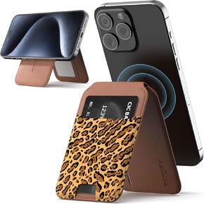 TATOFY for MagSafe Wallet, Strong Magnetic Wallet with Adjustable Stand, 3 Slots Phone Wallet for iPhone 16/15/14/13/12 Series, Not for iPhone 12/13 Mini, Vegan Leather (Violet)
