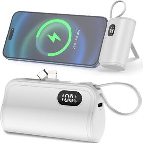Mini Portable Charger 5000mAh Power Bank for iPhone, USB C Cell Phone Portable Power, LCD Display Battery Pack Compatible with iPhone 16/16 Pro Max/15/14/13/12/11/XR/8/ Samsung,Android Phones etc