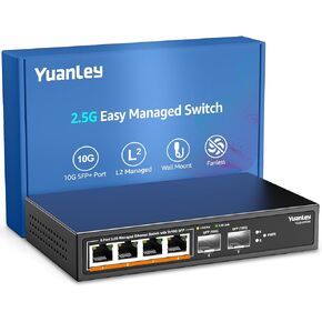 YuanLey 8 Port 10G Managed SFP Switch, 8X 10Gbps SFP+, L3 Smart Managment SFP Ethernet Switch, Link Aggregation, VLAN, QoS, ACL, Rackmount 10Gbe Multi-gig Network Switch, Metal Case, 160Gbps Bandwidth