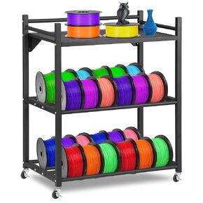 3D Printer Filament Storage Rack, Heavy Duty Wire Spool Rack 4-Tier, 360° Rolling Filament Spool Holder for 3D Printer Accessories