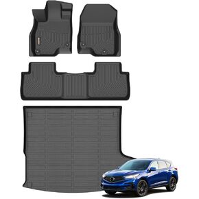 Binmotor-Custom Floor Mats & Cargo Liner for Acura RDX 2019-2024 2025, Front & 2nd Row & Cargo Mat for Acura RDX, TPE All Weather Guard Car Mat, RDX Car Mats Accessories Liners
