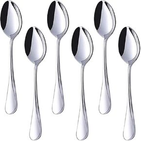HANSGO Teaspoons Stainless Steel, 6 Piece Dinner Spoons Set 6.7 inches Dessert Spoons Use for Home, Kitchen or Restaurant