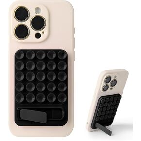 Silicone Suction phone mount - 2 in 1 Silicone Sticky Phone Grip,with Suction Cup and Bracket Adhesive Grip,Phone Accessory for iPhone and Android,Sticky Grip for Selfies,Videos,and Tiktok(Light Pink)