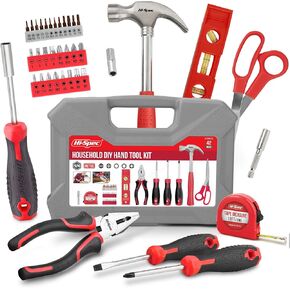 Hi-Spec 42pc Pink Household DIY Tool Set for Women. Home, Office and College Dorm Small Tool Kit of Starter Basic Ladies Tools