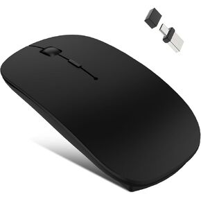 Bluetooth Rechargeable Mouse Wireless Mouse for Mac MacBook Air Pro Tablet PC Computer Laptop iPad Pro Pad, Wireless Bluetooth Tri Mode Mouse with USB Type-C Receiver Built-in Mouse Jiggler - Silver