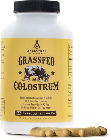 Ancestral Supplements Grass Fed Beef Bovine Colostrum Powder Packets, Immune Support Supplement, Gut, Skin & Hair Health Support Supplements, Promotes Growth and Repair, Non GMO, 30 Sticks, Unflavored in Saudi Arabia