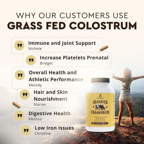Ancestral Supplements Grass Fed Beef Bovine Colostrum Powder Packets, Immune Support Supplement, Gut, Skin & Hair Health Support Supplements, Promotes Growth and Repair, Non GMO, 30 Sticks, Unflavored in Saudi Arabia