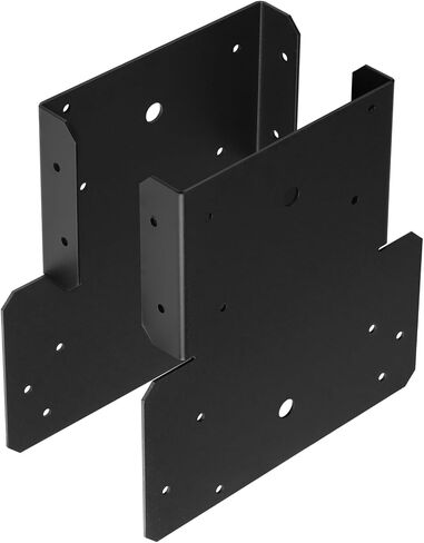 8Pcs (4 Set) Black T Shaped Post to Beam Connector Roof Tie Bracket, Adjustable Post Cap for 4 x 4 Post, Steel Truss Header Hanger Support, Timber Joist Anchor Connector Thickness 14 Gauge in Saudi Arabia