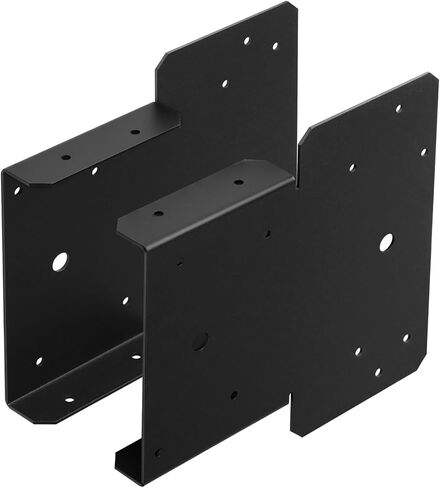 8Pcs (4 Set) Black T Shaped Post to Beam Connector Roof Tie Bracket, Adjustable Post Cap for 4 x 4 Post, Steel Truss Header Hanger Support, Timber Joist Anchor Connector Thickness 14 Gauge in Saudi Arabia