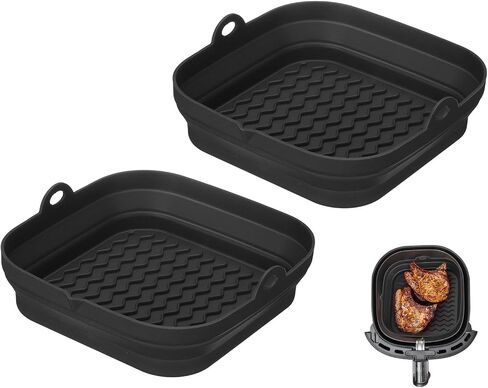 uxcell Air Fryer Silicone Liners, 8.2" Reusable Square Air Fryer Liner Pot Baking Tray Basket Bowl Oven Air Fryer Accessories for 4 to 7QT, Red in Saudi Arabia