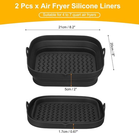 uxcell Air Fryer Silicone Liners, 8.2" Reusable Square Air Fryer Liner Pot Baking Tray Basket Bowl Oven Air Fryer Accessories for 4 to 7QT, Red in Saudi Arabia