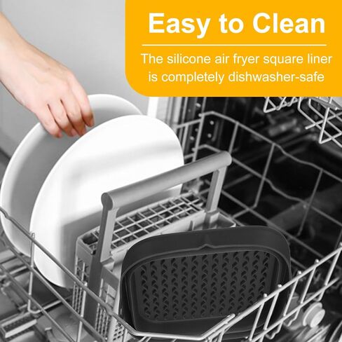 uxcell Air Fryer Silicone Liners, 8.2" Reusable Square Air Fryer Liner Pot Baking Tray Basket Bowl Oven Air Fryer Accessories for 4 to 7QT, Red in Saudi Arabia