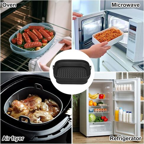 uxcell Air Fryer Silicone Liners, 8.2" Reusable Square Air Fryer Liner Pot Baking Tray Basket Bowl Oven Air Fryer Accessories for 4 to 7QT, Red in Saudi Arabia