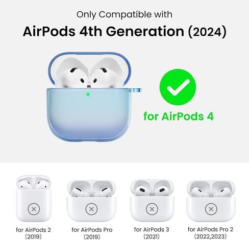 ORNARTO for AirPods 4 Case, Drop-Resistant TPU, 2024 Edition with LED Visible Bling Cover for AirPods 4th Gen, Iridescent Purple in Saudi Arabia