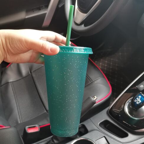 Suertestarry Plastic Tumblers with Lids and Straws Water Bottle Iced Coffee Travel Mug Cup Reusable Cups Perfect for Parties,Birthdays, 24oz-5 Pack (Sparkling Glitter) in Saudi Arabia