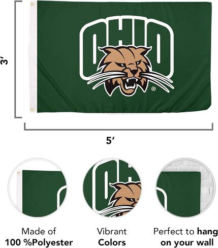 Desert Cactus Ohio University OU Flag - 3 × 5 أقدام بوبكاتس ، نسيج متين داخلي/خارجي ، تصميم البوليستر بنسبة 100 ٪ (النمط 1) in Saudi Arabia