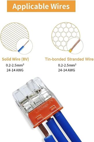 Dicio 50 pcs wire connectors nuts push-in terminals UL Listed quick connect electric connectors kit low voltage wire electrical connectors for wiring 3 port 4 gauge Connectors Assortment Kit 24-14 AWG in Saudi Arabia