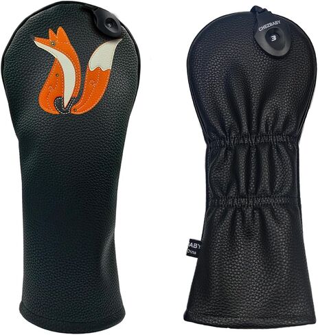 Fox PU Leather Golf Club Covers Driver Headcovers Fairway Woods Hybrid Protector with Interchangeable Number Tag in Saudi Arabia