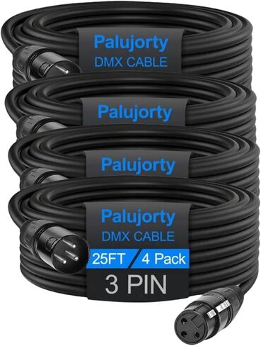 10 FT DMX Cable 3 Pin 6 Pack, Palujorty Coiled DMX Cable with Velcro for DMX lights and controllers in Saudi Arabia