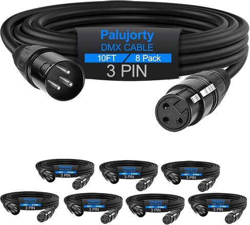 10 FT DMX Cable 3 Pin 6 Pack, Palujorty Coiled DMX Cable with Velcro for DMX lights and controllers in Saudi Arabia