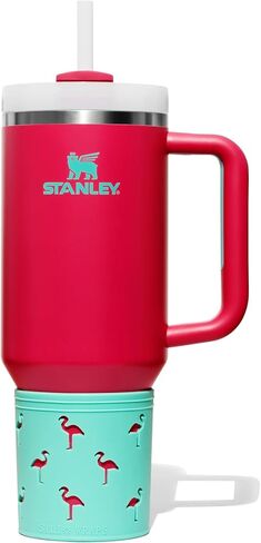 أحذية ستانلي الواقية من السيليكون - إكسسوارات كأس ستانلي اللطيفة - غلاف من السيليكون لستانلي وييتي - يناسب 40 أونصة من القواطع وأكثر - تصميم فلامنغو ستانلي - 100٪ سيليكون in Kuwait