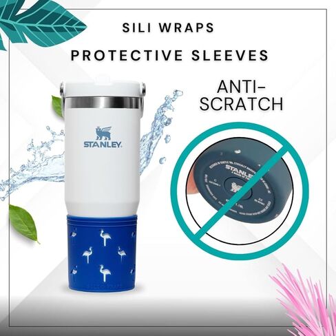 أحذية ستانلي الواقية من السيليكون - إكسسوارات كأس ستانلي اللطيفة - غلاف من السيليكون لستانلي وييتي - يناسب 40 أونصة من القواطع وأكثر - تصميم فلامنغو ستانلي - 100٪ سيليكون in Kuwait