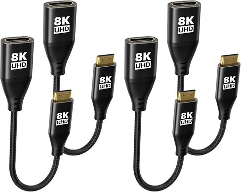 8K Mini HDMI to HDMI Adapter 2Pack, Ultra High Speed 48Gbps Bidirectional Transmission, HDMI Female to Mini HDMI with 8K@60Hz, 4K@120Hz Apply to Projector, Tablet, Graphics Card, Camcorder And More in Saudi Arabia
